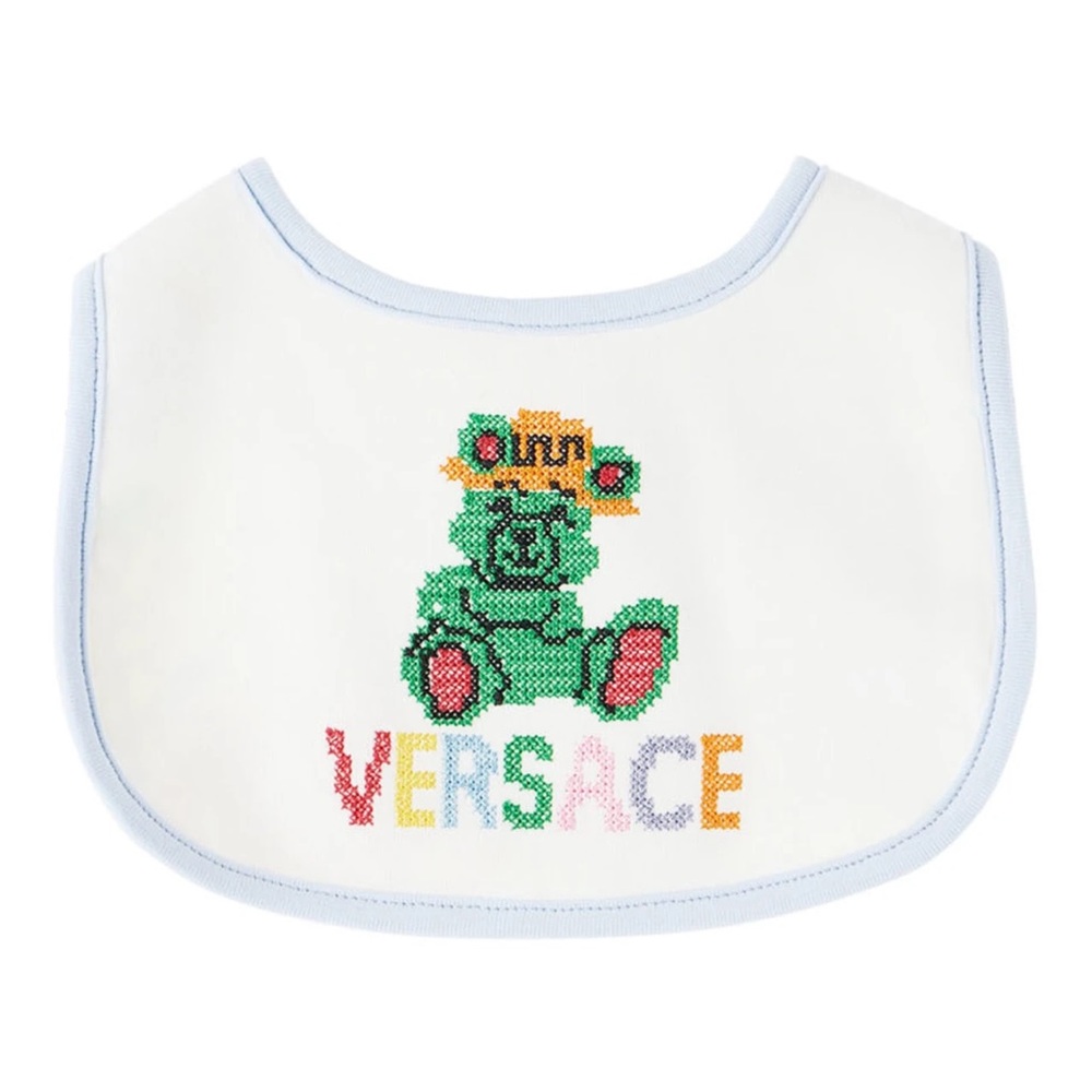 109% authentic versace baby white and blue bib